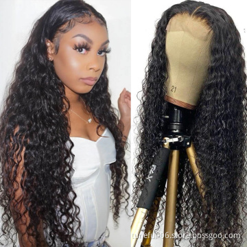 Water Wave Peruvian Hair Wig, Cabelo Humano Transparent Swiss Hd Lace Frontal Wig Human Hair wigs Peruvian Hair